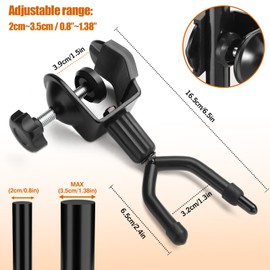 Violin Hanger with Bow Holder, Heavy Duty Metal Violin & Viola Holder for Microphone or Sheet Music Stand and Desktop, 360° Rotate Viola Ukulele Hanger Hook for Stage Shows, Home Studio Practices
