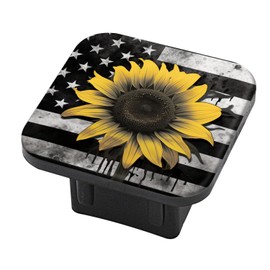 Hitch Cover Fits for 2-Inch Hitch,Sunflower Against A Grunge - Style American Flag Rubber Trailer Hitch Cover Tube Plug Insert,Car Exterior Accessories, Receiver Tube Hitch Plug