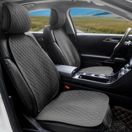 DECKALY 2 Pack Linen Front Car Seat Covers for Cars, Breathable Linen Car Seat Protector Fit Four Seasons, Non-Slip Car Seat Pad for Most Vehicles (2Pack Dark Grey)
