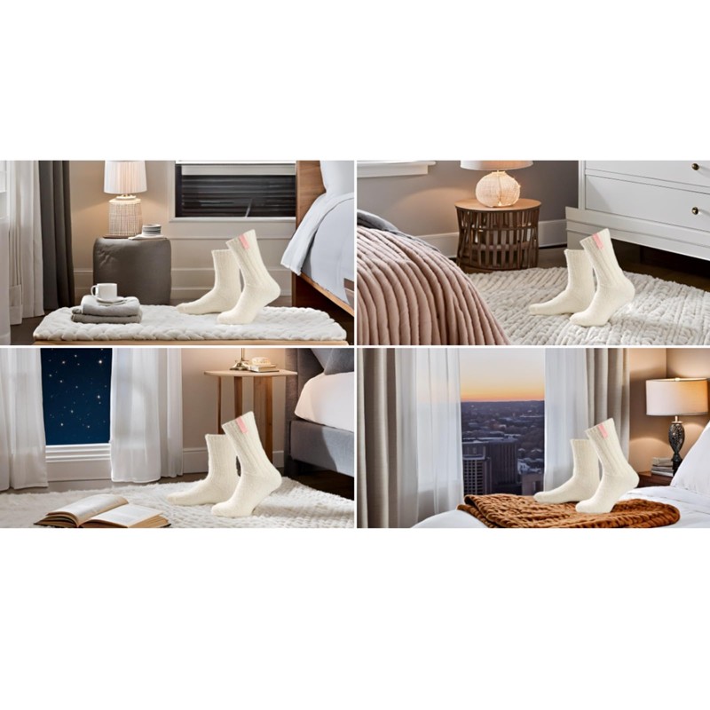 LK Trend & Style SOXS White Wool Sleeping Socks Women's
