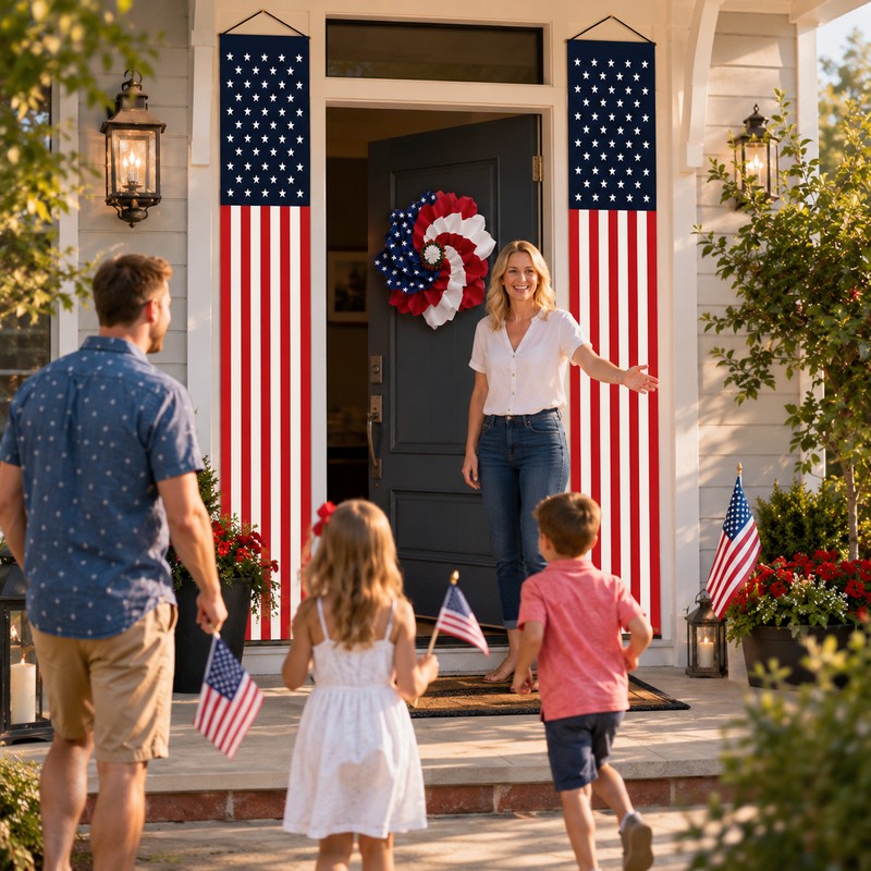 4th of July Patriotic Door Banners for Front Porch Decor