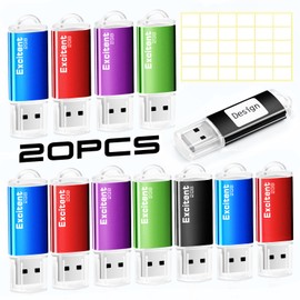 20PCS Flash Drives 2GB Intended for PC, Memory Stick Storage for Photos and Videos, USB External Memory Storage Flash Drive Compatible with Laptop Computer(30Pcs Stickers)