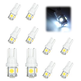 KUQUTIDY 10PCS 194 T10 168 LED Bulb White W5W 2825 LED Light Bulbs 6000K Super Bright Replacement for Car Interior Lights, License Plate Light, Dash Board Light, Dome Light, Map Light (White)