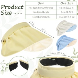 Tigeen 3 Pcs Sun Visor Hat for Women Large Wide Brim Cap 2 in 1 Visor Cap Shell UV Protection Summer Foldable Hat (Yellow, Beige, Blue)