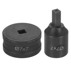 sourcing map Hydraulic Hole Punch Die 7x7mm Square Hole 40Cr Steel Electric Punching Kit for CH70 Electric Punching Machine, Black