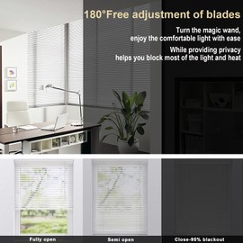 OptiBlinds Cordless 1" Mini Blinds Suitable for 47" W x 64" H Windows Light Filtering Aluminum Horizontal Window Blinds & Shades Hidden Install for Bedroom,Kitchen,Bathroom
