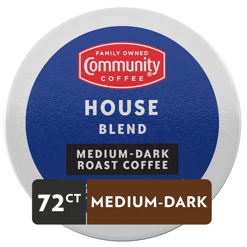 Community Coffee House Blend 72 Count Coffee Pods, Medium-Dark Roast,