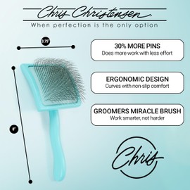 Chris Christensen Big G Dog Slicker Brush for Dogs (Goldendoodles, Labradoodles, Poodles), Groom Like a Professional, Fluff Detangle Style, Saves Time Energy, Teal, Large