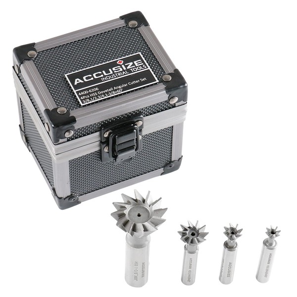 Accusize Industrial Tools 4 pc 60 Degree H.S.S. Dovetail Angular