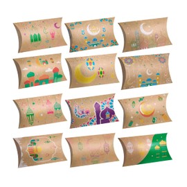 L7HWDP Ramadan Treat Box Eid Mubarak Party Petite Pillow Boxes Ramadan Candies Goodies Boxes for Eid Carnival Party,12 Styles