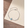 Wildari Cross Aquamarine Birthstone Charm Link Bracelet 925 Sterling Silver