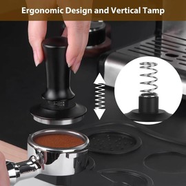 Coffee Tamper Set, Coffee Tamper 53mm Professional Espresso Accessories Kit with WDT Tool, Dosing Funnel and Tamper Mat for Barista Home Coffee Espresso Accessories
