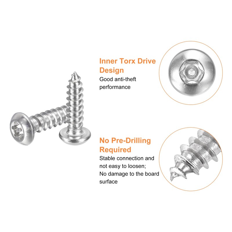 sourcing map #6 x 1/2" Torx Security Screws, 20pcs Button