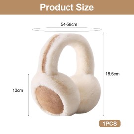 Pack of 1 Plush Earmuffs, Anti-Cold Earmuffs, Plush Ear Warmers for Women, Winter Warm Earmuffs, Foldable and Packable Ear Warmers, Camel, M