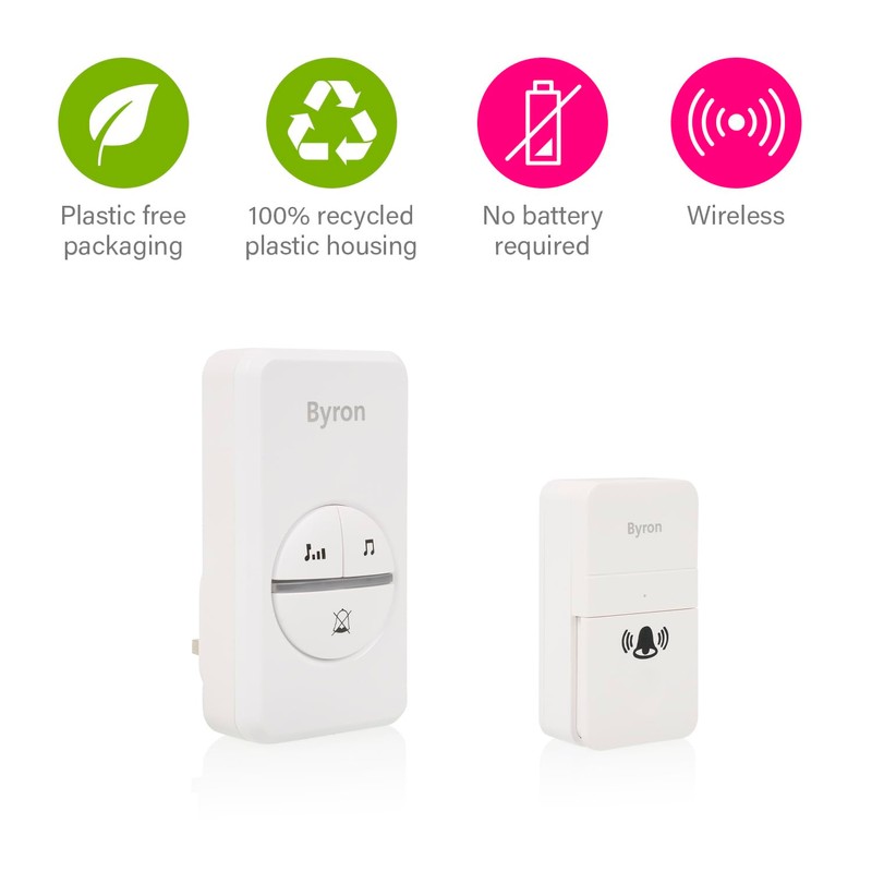 Byron DBY-23445BS Wireless Doorbell Set - 2 Plugs - Kinetic
