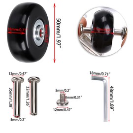 SUMNACON 2 x Suitcase Wheels Made of Metal Rubber Black Suitcase Wheels for Trolley Luggage Suitcase Wheels Rubber Suitcase Wheels Set Wheel for Luggage Suitcase Replacement Wheels, as shown, Fashion