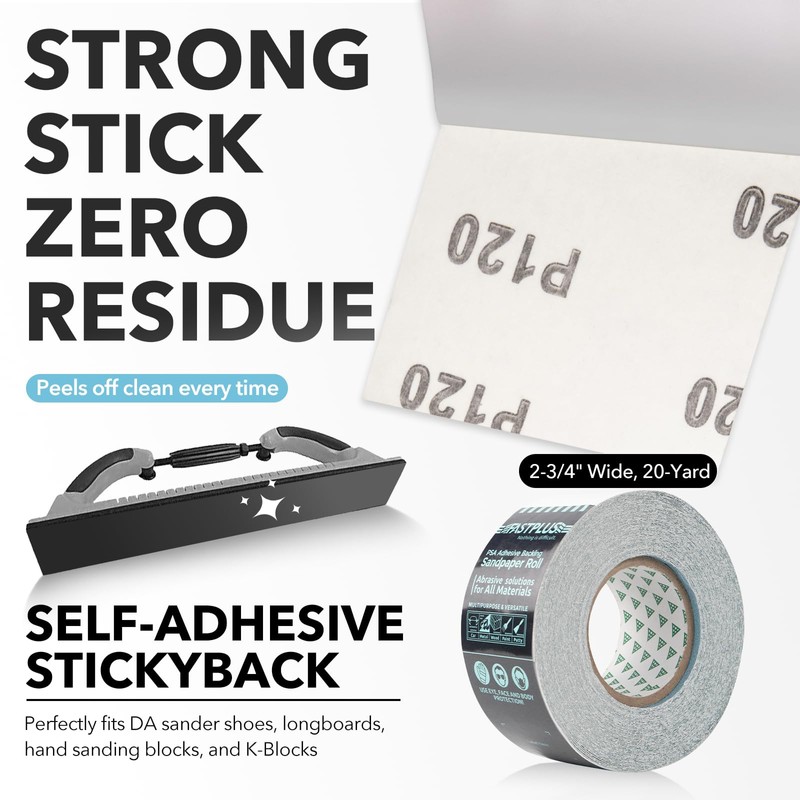 FASTPLUS Sandpaper Roll PSA 400 Grit Ceramic 2-3/4" Wide 20