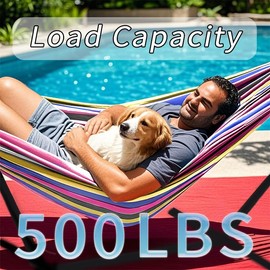 ANAGOO Double Hammock, Heavy Duty Portable, 500 lb Weight Capacity, Perfect for Both Indoors and Outdoors, 2 Person Hammock with Carrying Bag, Wide Red