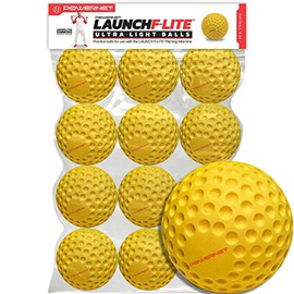 PowerNet Launch F-lite Ultra Light Dimpled Practice Balls for Pitching Machine | One Dozen Softball Size (F-lite Softballs Only - 1 Dozen)