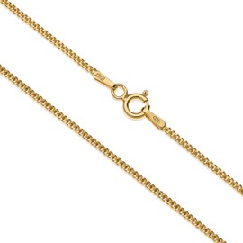 AKA Gioielli® - 925 Sterling Silver Gold-Plated Curb Chain 1.3 mm - Women's Necklace Lengths: 40 45 50 55 60 70 cm, Sterling Silver Gold, No Gemstone