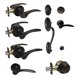 eBuilderDirect Dark Oil Rubbed Bronze Lock Door Lever Handle Entry/Privacy/Passage/Dummy/Deadbolt/Handleset 836DBR (Front Door Handle Set with Right Handed Lever Keyed Alike)