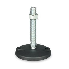 KINETIK MSystem® Adjustable Foot Joint Foot KM.SF10 M10 Diameter 100 mm with Screw-On Holes for Floor Mounting, Height-Adjustable, Levelling, Swivelling Thread Spindle M10 x 70 mm, Galvanised Steel