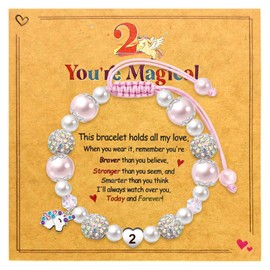 Unicorn Bracelet for Girls 2 Year Old Girl Birthday Gift With Pink Beaded