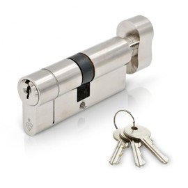 IRONWORX® Spectre Nickel 40mm (Turn) | 60mm (Key) (100mm) High Security Police Approved TS007 BSI 1 Star Thumb Turn Euro Cylinder Door Lock with Escape Thumb Turn Function, Includes 3X Keys