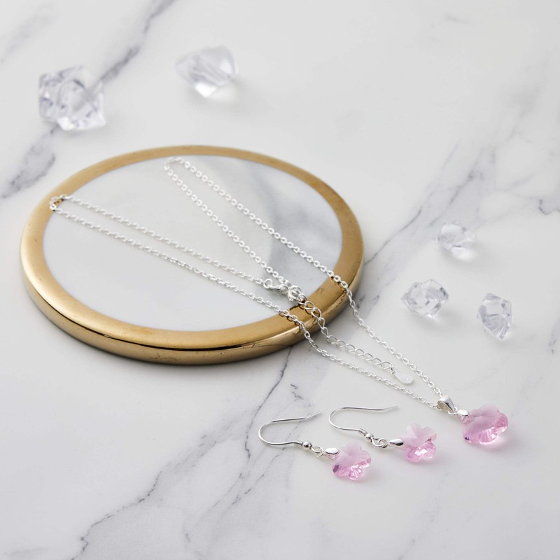 Philip Jones Sterling Silver Light Rose Flower Set Created with