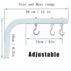2-Be-Best Universal Projector Screen Mount L-Bracket 11 in Longer Wall Hanging Mount Adjustable Extension with Hook Manual Projector Screen Hanger Max Loading 66 lbs /30kg White for Office Home