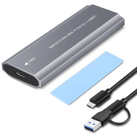 M.2 NVME enclosure, USB 3.1 Gen 2 10Gbps NVMe SSD Enclosure, for 2280/2260/2242/2230 M.2 NV Me SSD of M-Key or M+B Key with USB C to C and USB A to C Cables