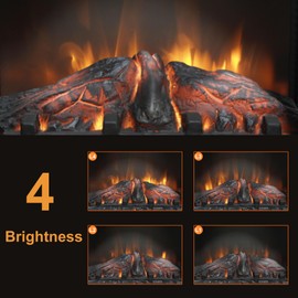 Innoflame 18" Electric Fireplace Stove, Freestanding Fireplaces Heater with Realistic Flame, Remote, Timer, Adjustable Brightness, Thermostat, 1500W, Black