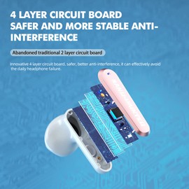 Greshare Wireless Headphones,Bluetooth 5.2 Noise Cancel 3D Stereo Audio Touch Control IPX7 in-Ear handsfree Headset for music, Charging Case,Built-in HD Dual Mics for Call.(Pink)