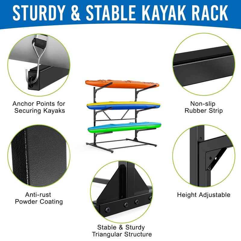 ZSLTLDU Kayak Racks for Outdoor Storage, Kayak Storage Rack, 3