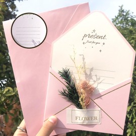 Pink Dried Flower Bouquet Greeting Card, Floral Bouquets Popup Thanksgiving Cards, Pop up Card, Family Gifts with Envelope, Birthday Card for Women Girls, Thank You, Valentine Day, Anniversary Card