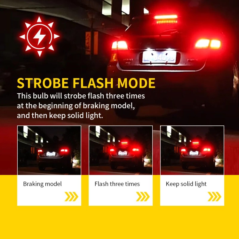 BMTxms 4x 3157 Red LED Strobe Flash Brake Tail Light
