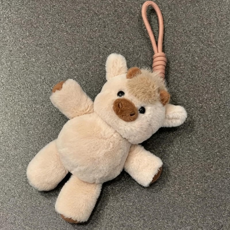 Running Highland Cow Plush Keychain, 5.9 Inch Mini Bag Charm,