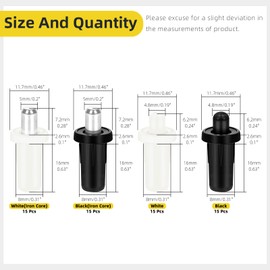 Mardatt 60 Stück Cabinet Door Repair Pins Schrank Tür Reparatur Stifte Dämpfer Ersatz Reparatur Stifte Feder geladene Möbel Armaturen Steckverbinder Teleskop, Stifte Schwarz/Weiß