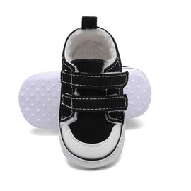 Shidangdisk Baby boys and girls celebrity high top sports shoes soft anti slip soles newborn first walker canvas fashionable denim shoes (a0/Black, Infant, 0 Months, Age Range, US Footwear Size System, 6 Months, Medium)