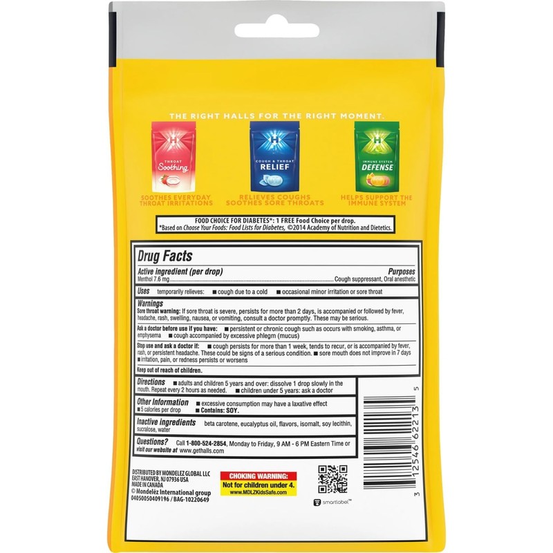 2 Honey Lemon Sugar Free Cough Drops - Hall Sugar