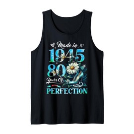 Womens 80th Birthday Floral Made in 1945 Gifts 80 Years Old Tank Top