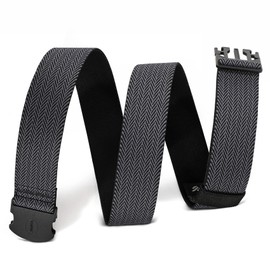 WHIPPY Elastic Belt Men's Adjustable Outdoor Stretch Belt Unisex Work Belt for Women Men Fabric Belt with Plastic Buckle, B-Black-Grey