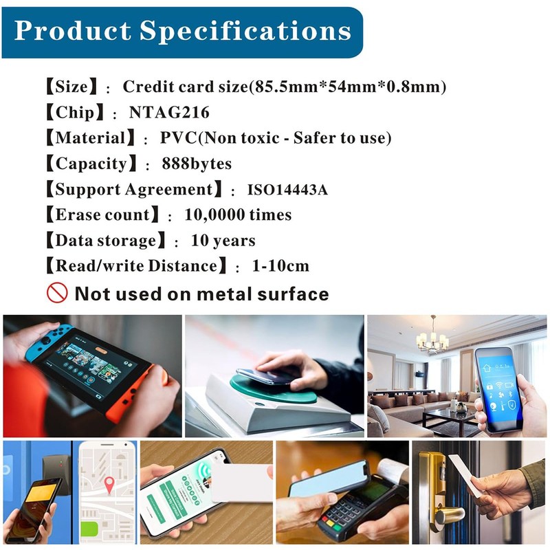 Pack of 30 NTAG216 NFC Tag NFC Cards NFC Chip