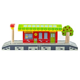 Bigjigs Rail Village Station - Station for Wooden Train Set, Quality Bigjigs Train Accessories for Pretend Play & Role Play, Bigjigs Train Toys
