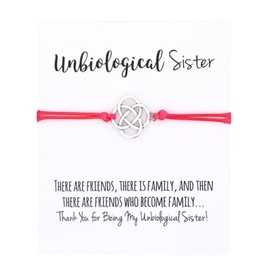 Unbiological Sister Card, Infinity Wish Bracelet (Red) Miss Fit Boutique
