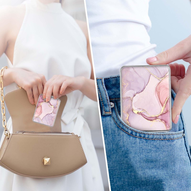 dcdcee Pocket Mirror, Small Travel Mirror with Magnification, Portable Double-Sided