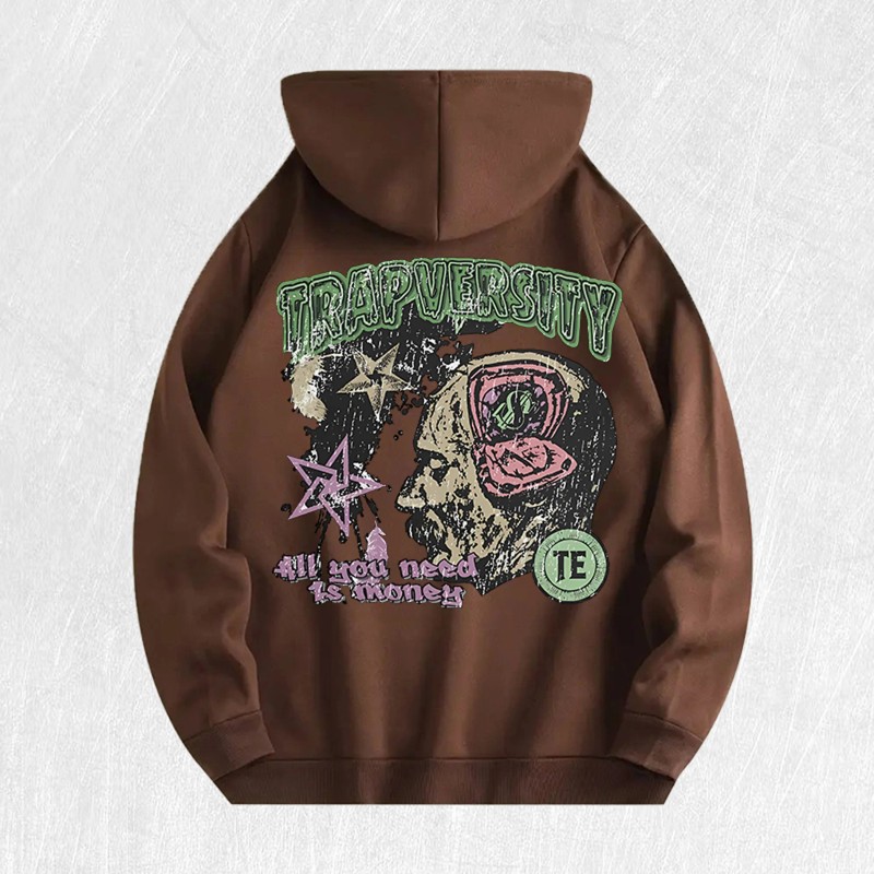 Trapversity Graphic Hoodie 100% Cotton US Warehouse 6 ColorsColor: Army