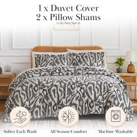 Southshore Fine Living, Inc. Oversized California King Duvet Cover Set Soft Premium Geometric Print Duvet Comforter Cover with Zipper Closure, Includes 1 King Duvet and 2 Matching Shams, Khari Slate