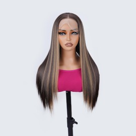TAGUO Lace Front Wigs for Black Women Long Straight Wig (13x4 Lace Wig-P4/27 Highlights, 26 Inch)
