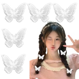 Doyime Lace Hair Clips, Set of 5, Hairpins, Butterfly, Hair Ornaments, Bangs Clips, Embroidery, Recitals, Weddings, Cute, Hair Accessories